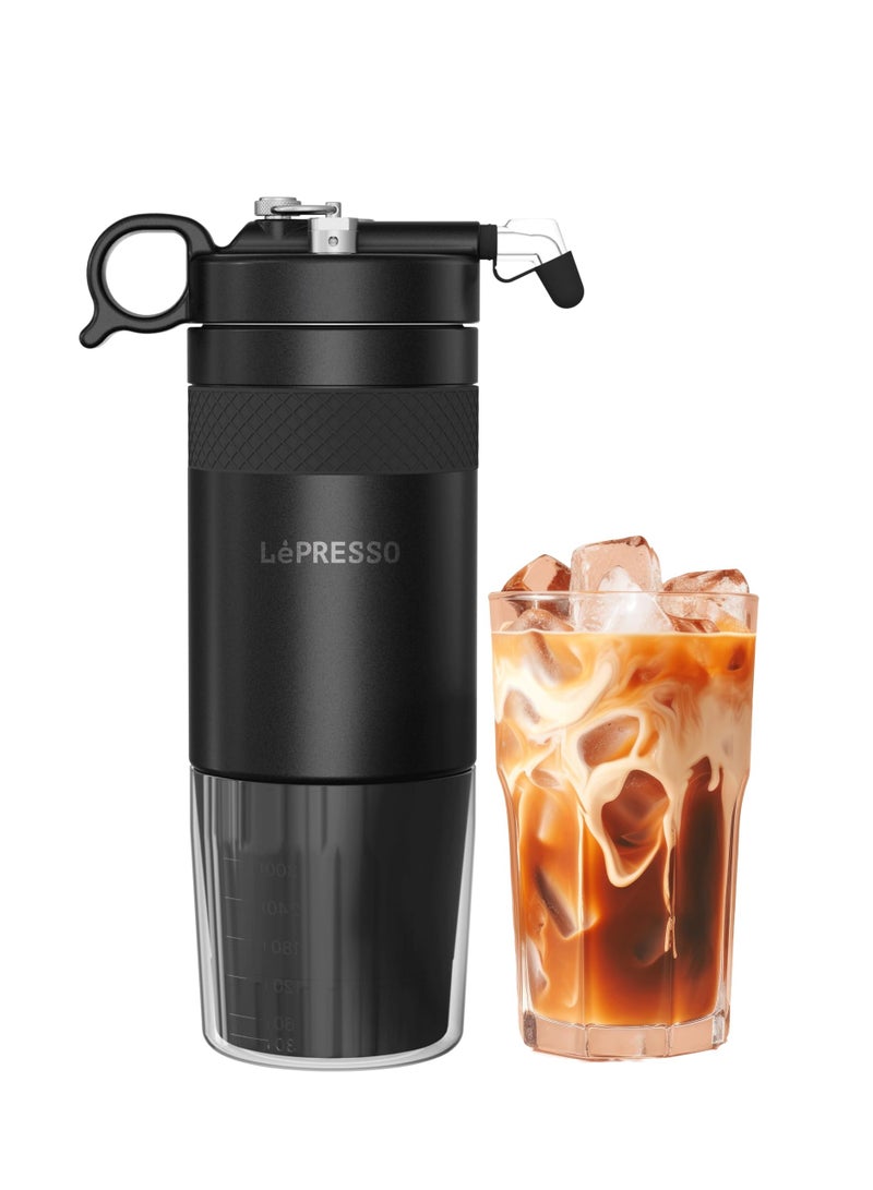 LePRESSO Nitro Brew Cold Coffee Maker with Pressure Gauge 480mL / Nitrogen Gas Bulb Storage / Integrated Pressure Gauge / Removable Tritan Cup / Ceramic Brewing Chamber / Cold Coffee Machine - Black - Image 1
